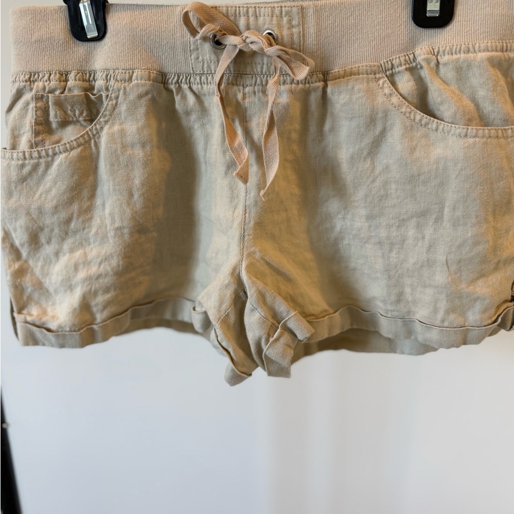 LONDONJEAN Beige High-Waist Drawstring Women's Shorts